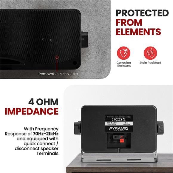 3-Way Indoor Outdoor Speaker System -3.5 Inch 200W Pair of Mini Box Ceiling Wall - Picture 3 of 7